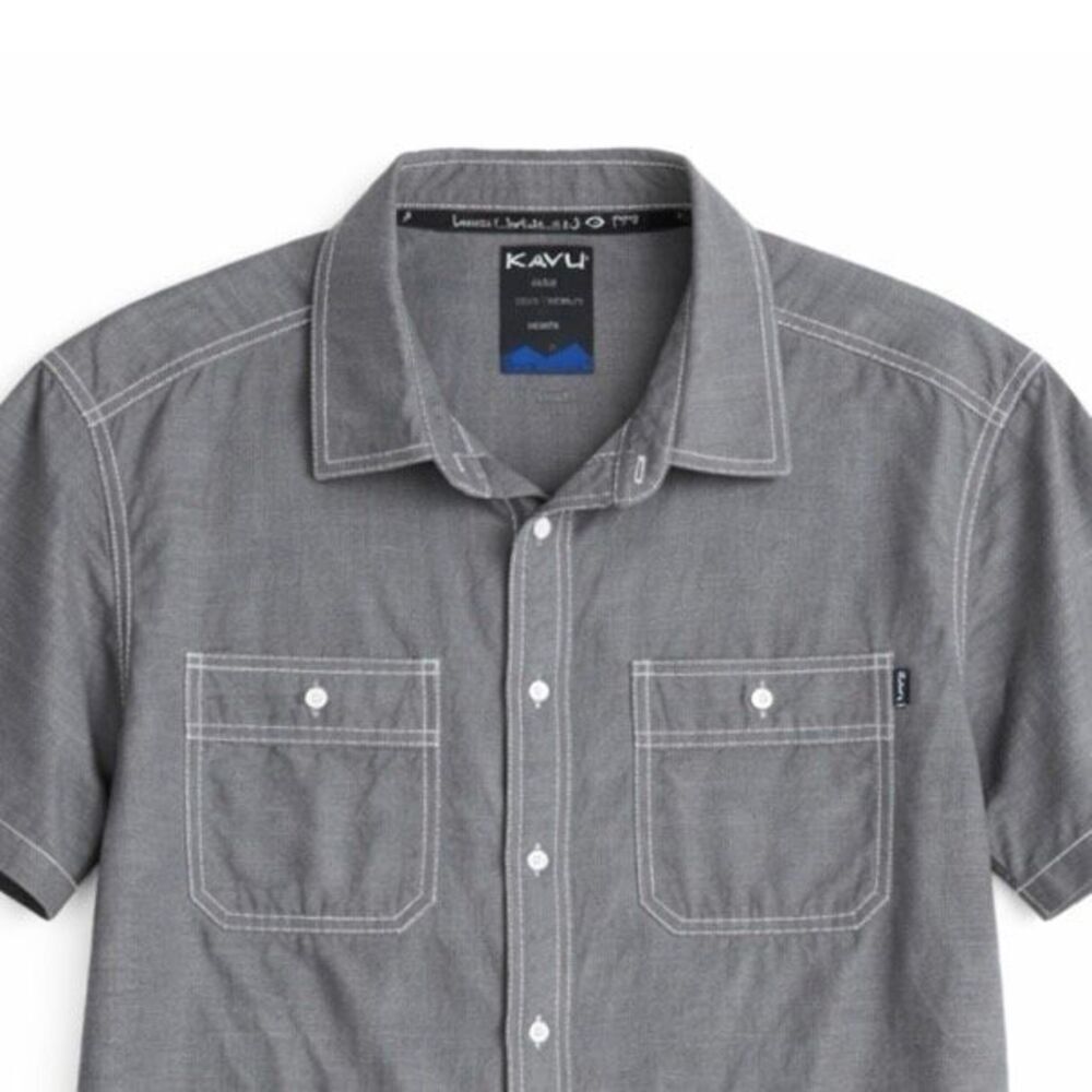KAVU Gray Short Sleeve Button Down Shirt XXL Outdoor Casual - Picture 2 of 4